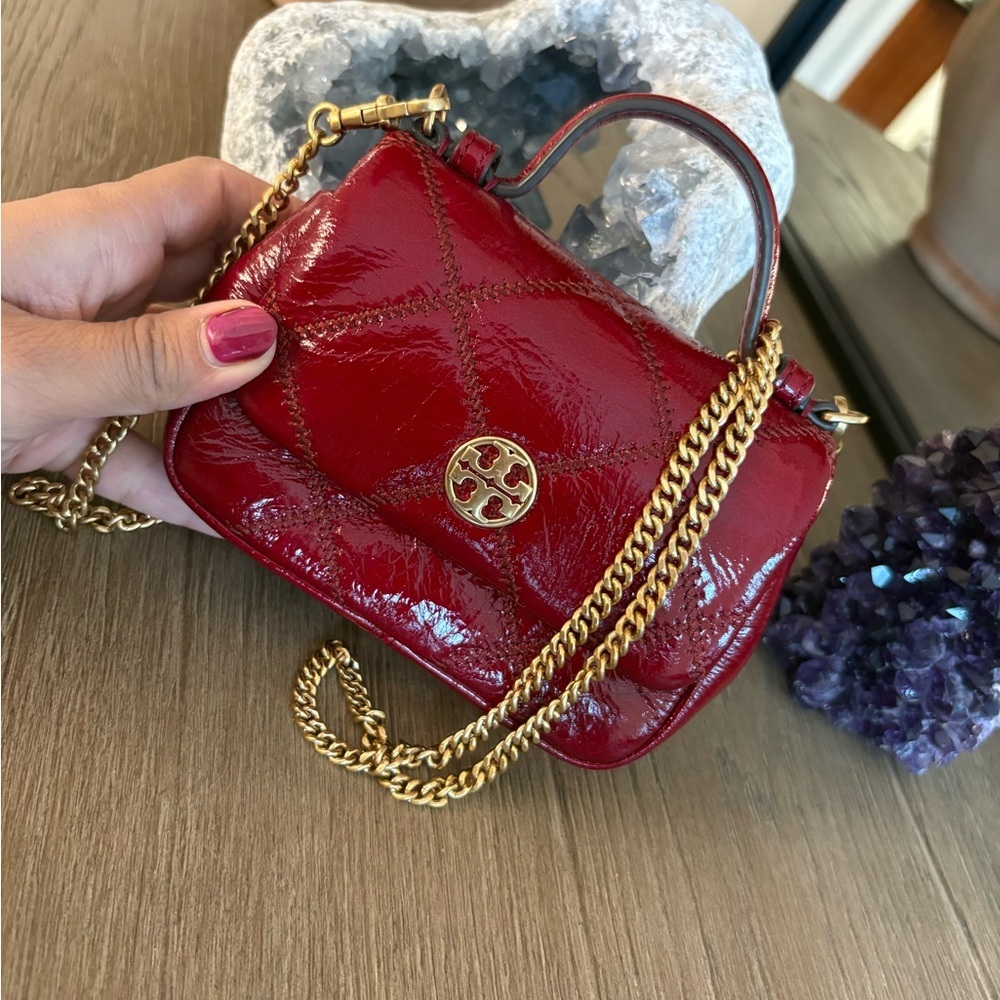 Red Quilted Leather Chain Bag